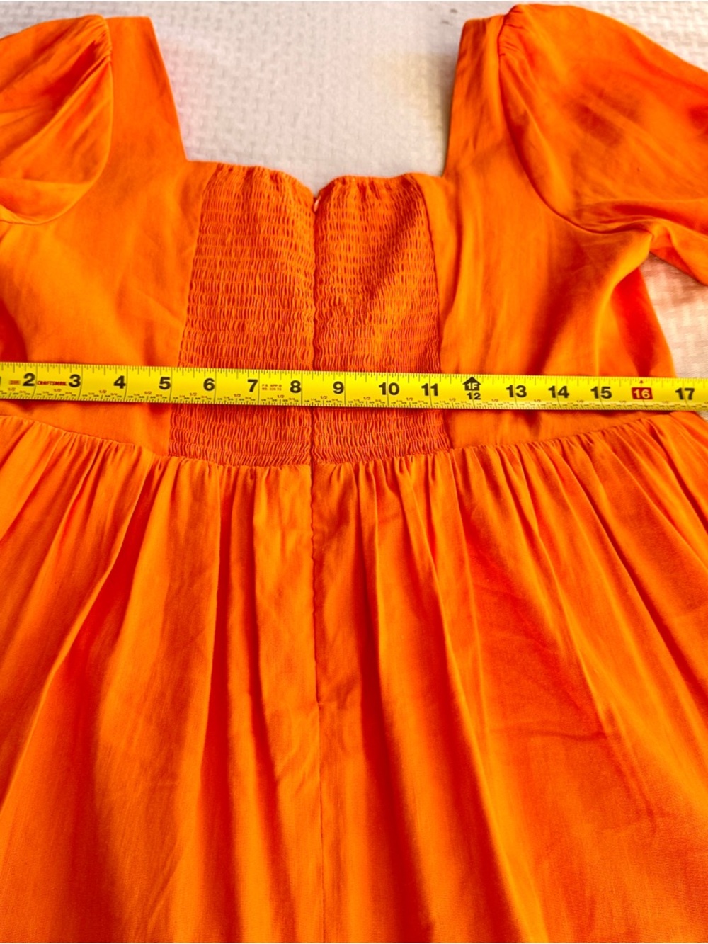 Gianni Bini Orange Linen Blend Babydoll Dress Puff Sleeve Cottagecore 12 - Picture 16 of 16